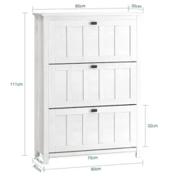SoBuy hvidt skoskab med 3 døre 30x80.01x111cm, moderne FSR162-W