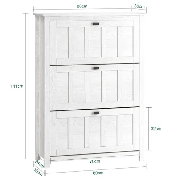 SoBuy hvidt skoskab med 3 døre 30x80.01x111cm, moderne FSR162-W