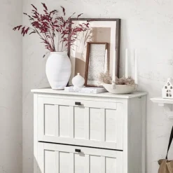 SoBuy hvidt skoskab med 3 døre 30x80.01x111cm, moderne FSR162-W