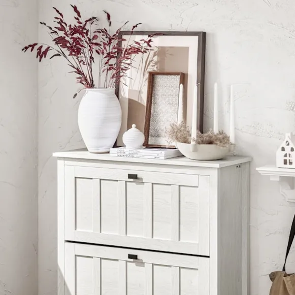 SoBuy hvidt skoskab med 3 døre 30x80.01x111cm, moderne FSR162-W