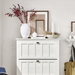 SoBuy hvidt skoskab med 3 døre 30x80.01x111cm, moderne FSR162-W