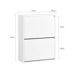 SoBuy hvidt skoskab med 2 døre 26.01x61.01x81cm, moderne FSR165-K-W