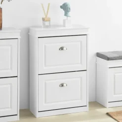 SoBuy hvidt skoskab med 2 døre 23.88x54.1x83.06cm, moderne FSR78-W