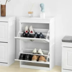SoBuy hvidt skoskab med 2 døre 23.88x54.1x83.06cm, moderne FSR78-W