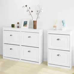 SoBuy hvidt skoskab med 2 døre 23.88x54.1x83.06cm, moderne FSR78-W