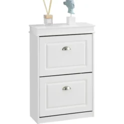 SoBuy hvidt skoskab med 2 døre 23.88x54.1x83.06cm, moderne FSR78-W