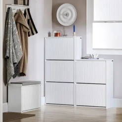 SoBuy hvidt skoskab med 3 døre 26.01x61.01x119.99cm, funktionel FSR165-H-W