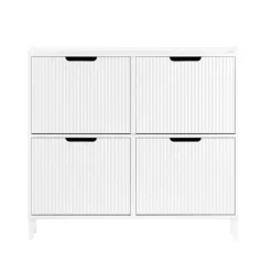 SoBuy hvidt skoskab med 4 døre 19x100x91.01cm, moderne FSR177-L-W