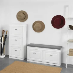 SoBuy hvidt skoskab med 3 døre 53.01x24x116.99cm, moderne FSR94-W