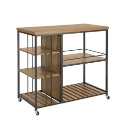 SoBuy Køkkenø med 5 hylder i brun 110x45x91cm, industriel SVW18-F