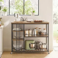SoBuy Køkkenø med 5 hylder i brun 110x45x91cm, industriel SVW18-F