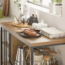 SoBuy Køkkenø med 5 hylder i brun 110x45x91cm, industriel SVW18-F