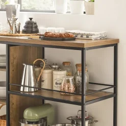 SoBuy Køkkenø med 5 hylder i brun 110x45x91cm, industriel SVW18-F