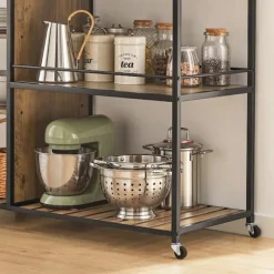 SoBuy Køkkenø med 5 hylder i brun 110x45x91cm, industriel SVW18-F