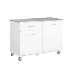 SoBuy Køkkenø med 1 skuffe i hvid 120x56x90.5cm, funktionel FKW117-W