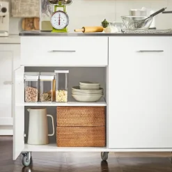 SoBuy Køkkenø med 1 skuffe i hvid 120x56x90.5cm, funktionel FKW117-W