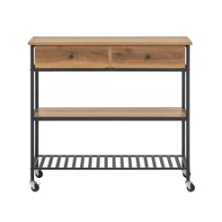 SoBuy Køkkenø med 1 skuffe i mørkebrun 100x45x92.5cm, industriel FKW112-PF