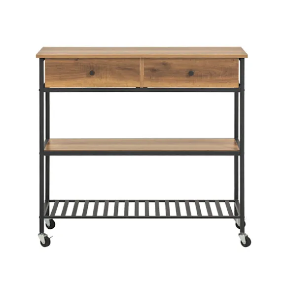 SoBuy Køkkenø med 1 skuffe i mørkebrun 100x45x92.5cm, industriel FKW112-PF