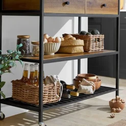 SoBuy Køkkenø med 1 skuffe i mørkebrun 100x45x92.5cm, industriel FKW112-PF