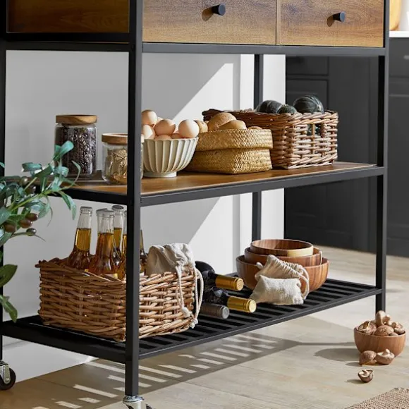 SoBuy Køkkenø med 1 skuffe i mørkebrun 100x45x92.5cm, industriel FKW112-PF