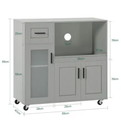SoBuy Køkkenø med 1 skuffe i lysegrå 89x40x89.5cm, moderne FSB78-HG