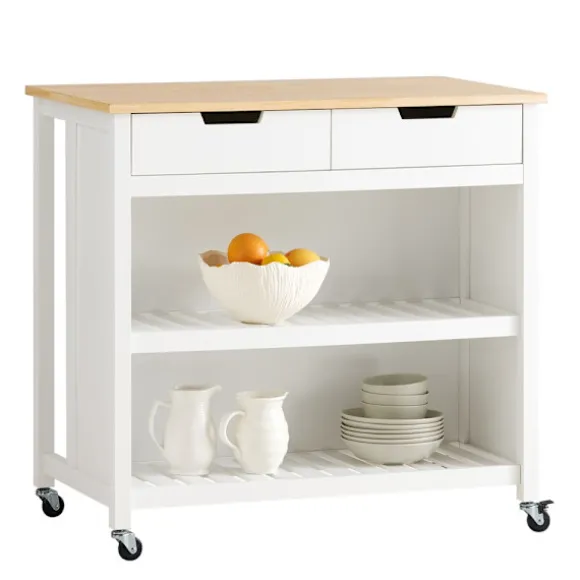 SoBuy Køkkenø med 2 skuffer i hvid 100x60x93.5cm, funktionel FKW74-WN