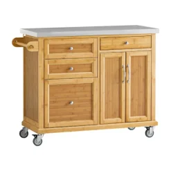 SoBuy Køkkenø med 4 skuffer i træ 115x46x91cm, funktionel FKW70-N