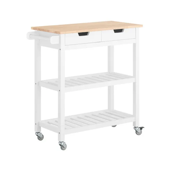 SoBuy Køkkenø med 2 skuffer i hvid 84x39x89cm, moderne FKW68-WN