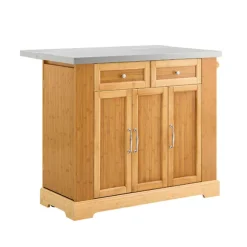 SoBuy Køkkenø med 2 skuffer i træ 107x71x92.5cm, funktionel FKW130-N