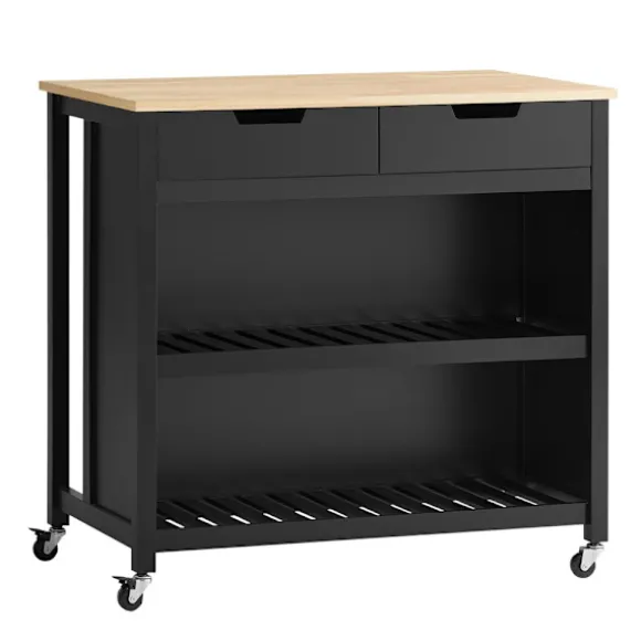 SoBuy Køkkenø med 2 skuffer i sort 100x60x93.5cm, funktionel FKW74-SCH