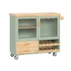 SoBuy Køkkenø med 2 skuffer i grøn 110x40x91.5cm, funktionel FKW114-GR