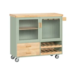SoBuy Køkkenø med 2 skuffer i grøn 110x40x91.5cm, funktionel FKW114-GR