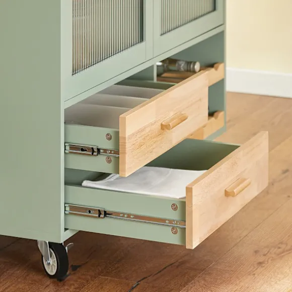 SoBuy Køkkenø med 2 skuffer i grøn 110x40x91.5cm, funktionel FKW114-GR