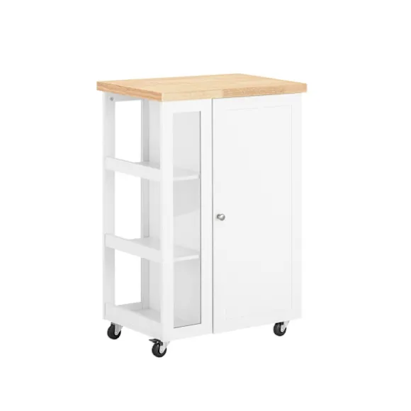 SoBuy Køkkenvogn med 1 dør i hvid 60x40x90cm, funktionel FKW75-WN