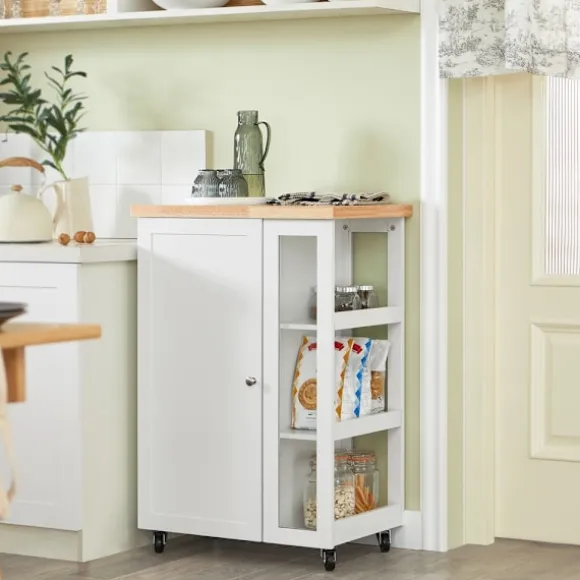 SoBuy Køkkenvogn med 1 dør i hvid 60x40x90cm, funktionel FKW75-WN