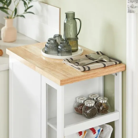 SoBuy Køkkenvogn med 1 dør i hvid 60x40x90cm, funktionel FKW75-WN