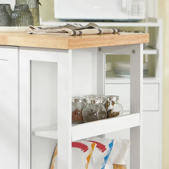 SoBuy Køkkenvogn med 1 dør i hvid 60x40x90cm, funktionel FKW75-WN