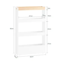 SoBuy Køkkenvogn med 3 hylder i hvid 50x14.5x80cm, moderne NSR12-W