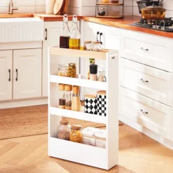 SoBuy Køkkenvogn med 3 hylder i hvid 50x14.5x80cm, moderne NSR12-W