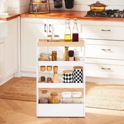 SoBuy Køkkenvogn med 3 hylder i hvid 50x14.5x80cm, moderne NSR12-W