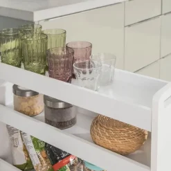 SoBuy Køkkenvogn med 4 hylder i hvid 60x18x81.5cm, funktionel NSR01-W