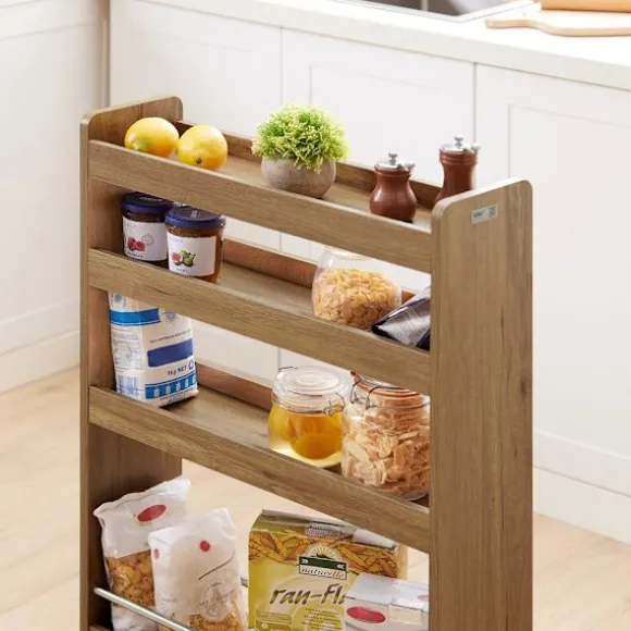 SoBuy Køkkenvogn med 4 hylder i mørkebrun 60x18x81cm, funktionel NSR01-PF