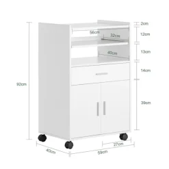SoBuy Køkkenvogn med 1 skuffe i hvid 59x40x92cm, funktionel FSB09-W