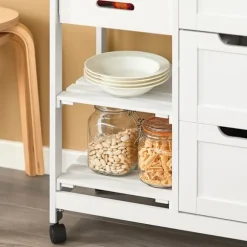 SoBuy Køkkenvogn med 3 skuffer i hvid 67x37x85cm, funktionel FKW79-W