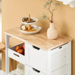 SoBuy Køkkenvogn med 3 skuffer i hvid 67x37x85cm, funktionel FKW79-W