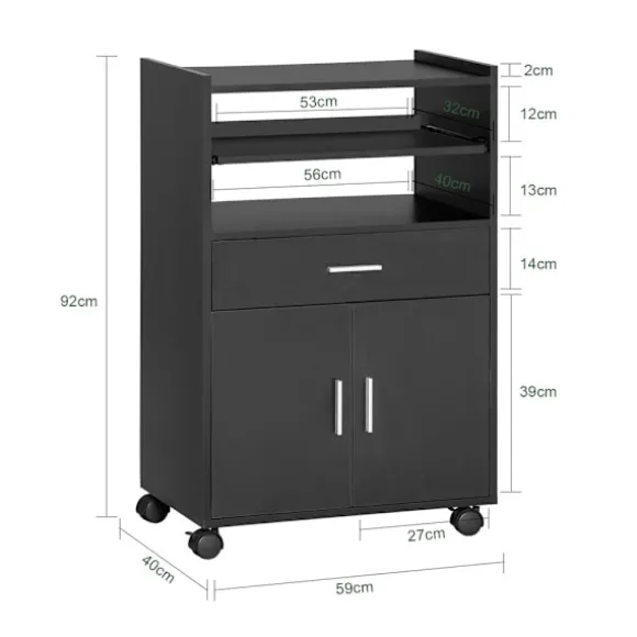 SoBuy Køkkenvogn med 1 skuffe i sort 59x40x92cm, funktionel FSB09-SCH