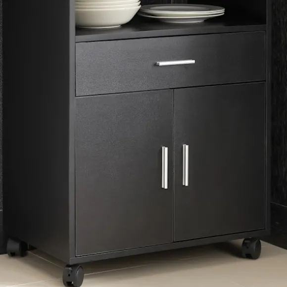 SoBuy Køkkenvogn med 1 skuffe i sort 59x40x92cm, funktionel FSB09-SCH