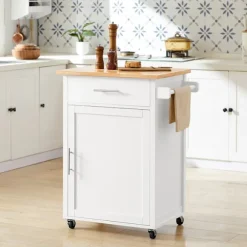 SoBuy Køkkenvogn med 1 skuffe i træ 65x45.7x90cm, funktionel FKW102-WN