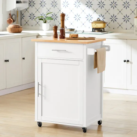 SoBuy Køkkenvogn med 1 skuffe i træ 65x45.7x90cm, funktionel FKW102-WN