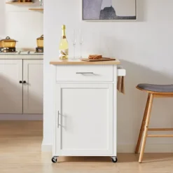 SoBuy Køkkenvogn med 1 skuffe i træ 65x45.7x90cm, funktionel FKW102-WN
